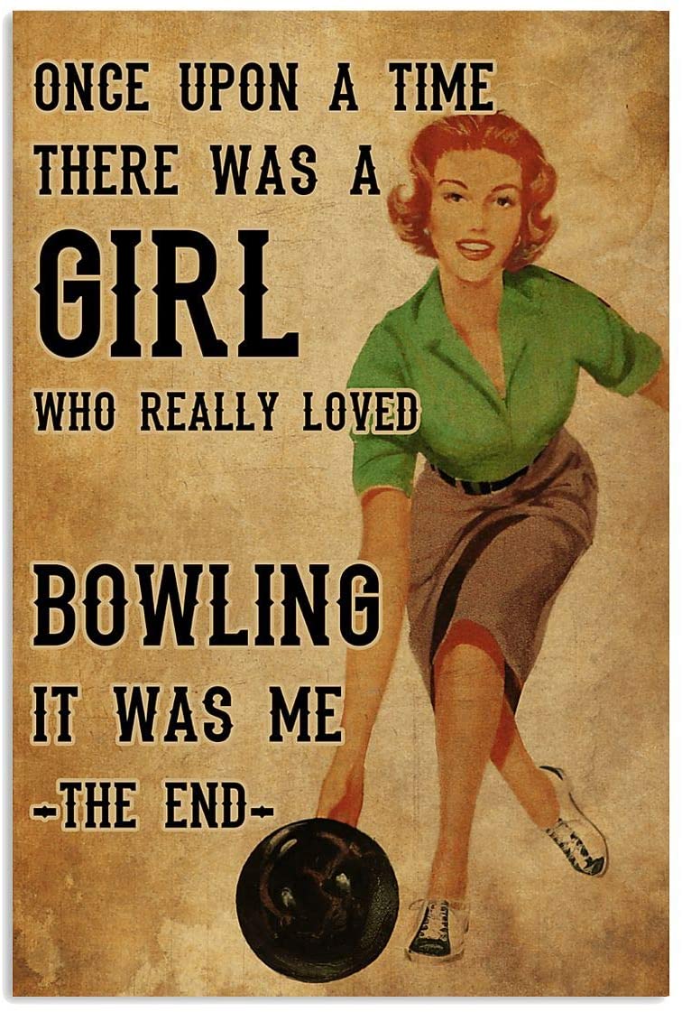 Vintage Girl Wearing Green Shirt – Really Loved Bowling Poster Art Print      Home Decor Gift For Men Women Family Friend On Birthday Xmas