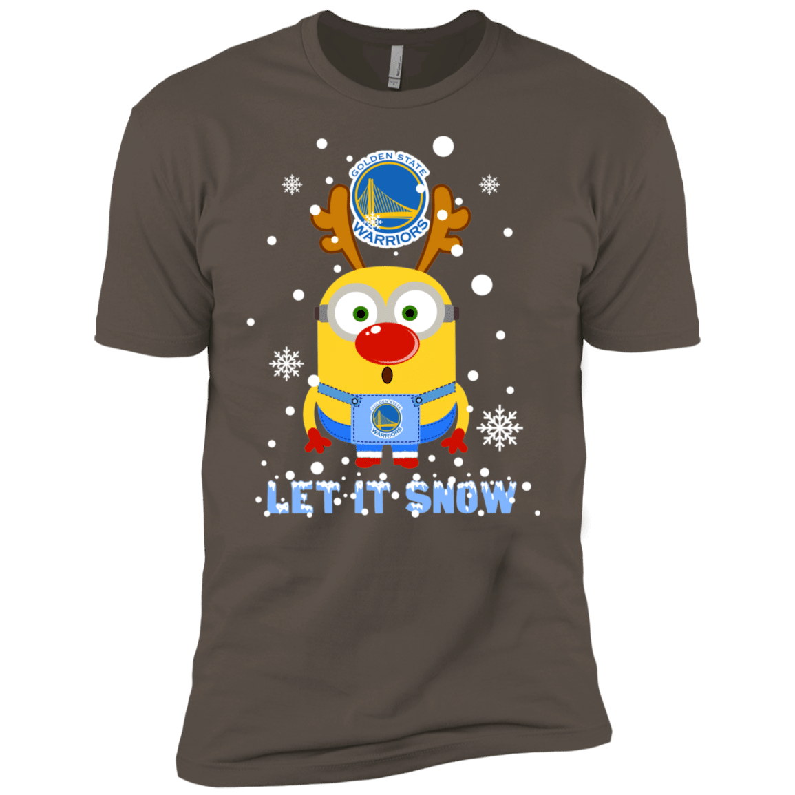 Check out this awesome Minion Golden State Warriors Ugly Christmas Sweaters Let It Snow Men’s T-Shirt