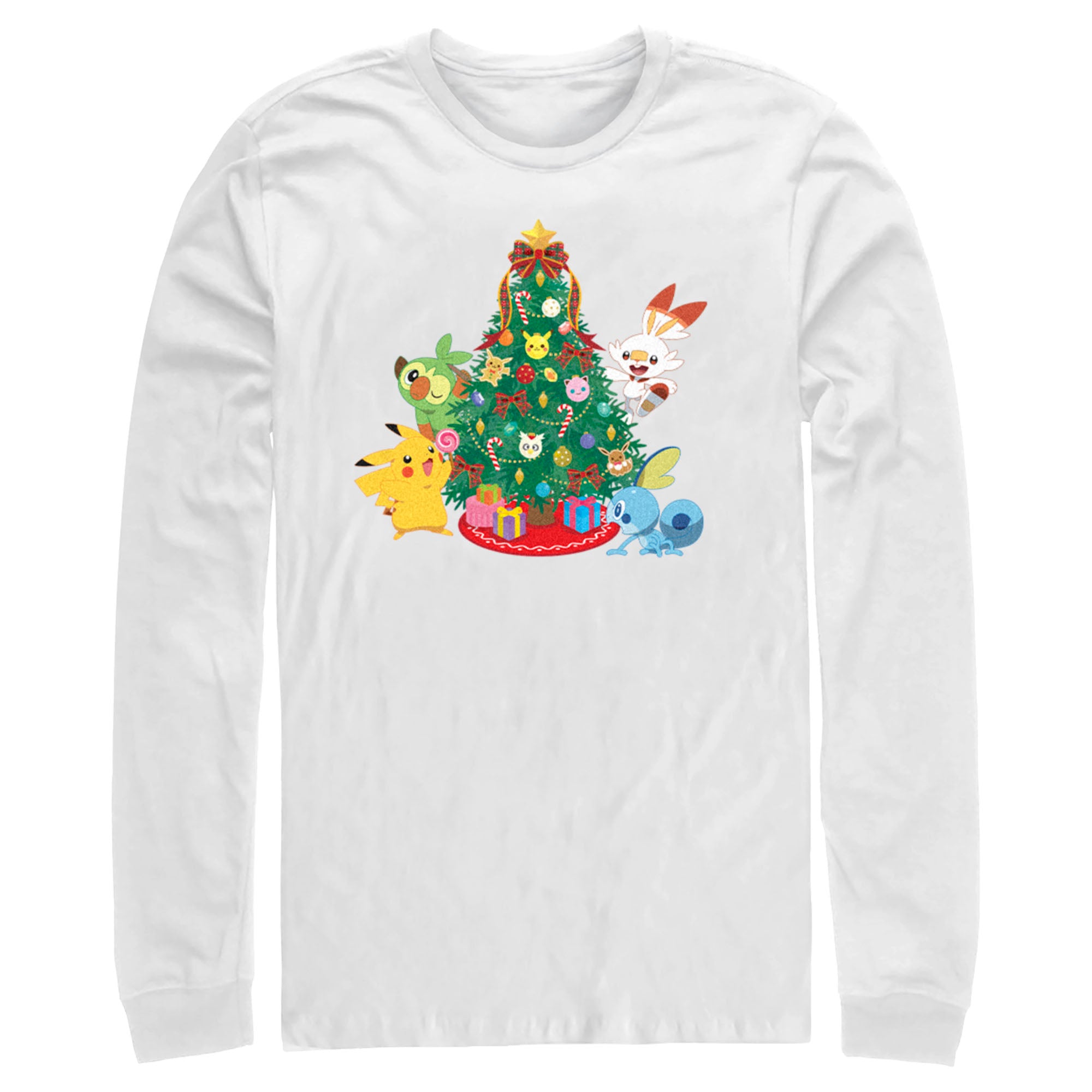 Men’S Pokemon Christmas Tree Friends Long Sleeve Shirt