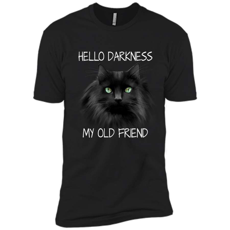 Black Cat Hello Darkness My Old Friend, Cat Lover Kitten – Canvas Unisex USA Shirt