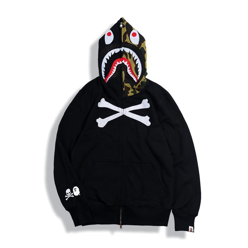 Bape Shark Skull Full Zip Hoodie Sweatshirt