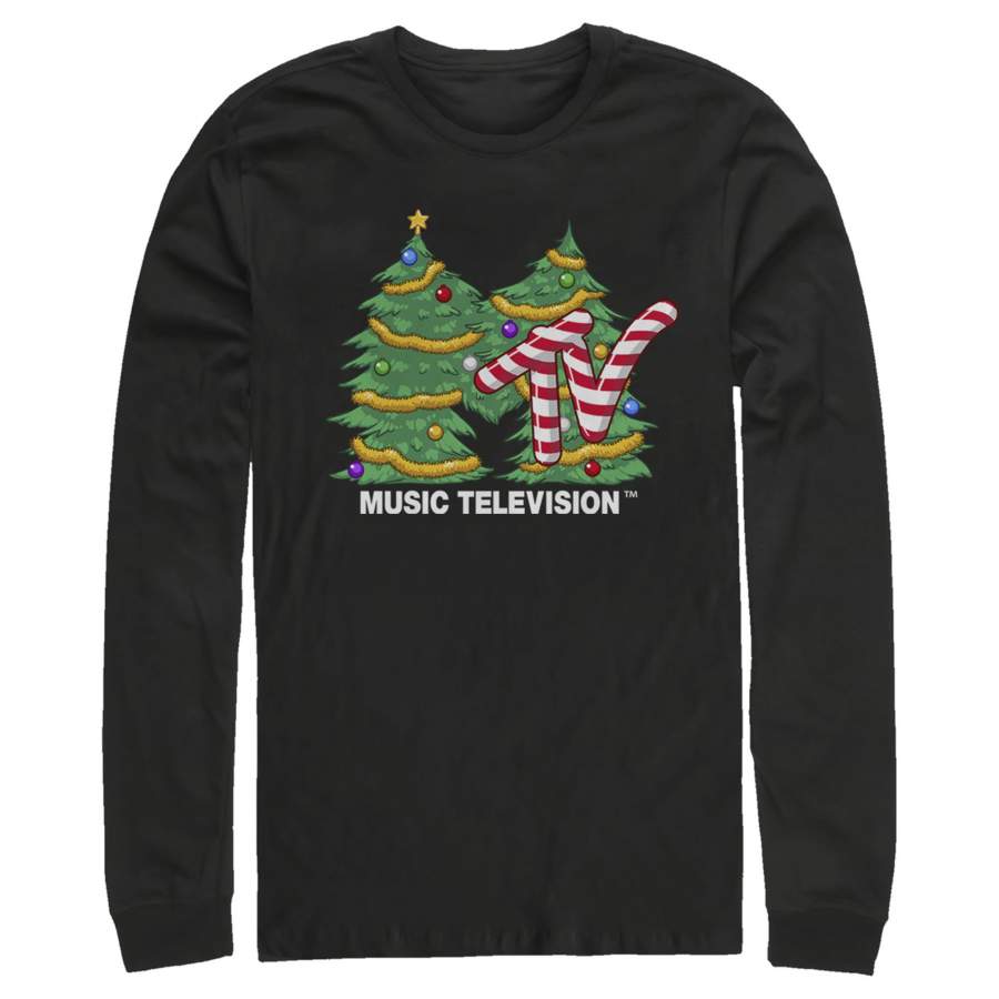 MTV Men’s Christmas Tree Logo  Long Sleeve Shirt