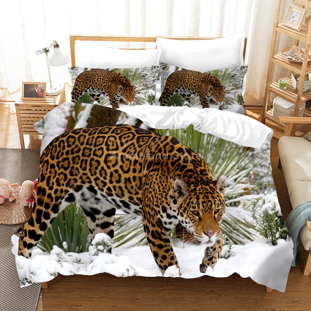 Purple Leopard Fashion Bedding Set Mn 3D Print Luxury Duvet Cover Set Home Textile Decor Queen King Single Size