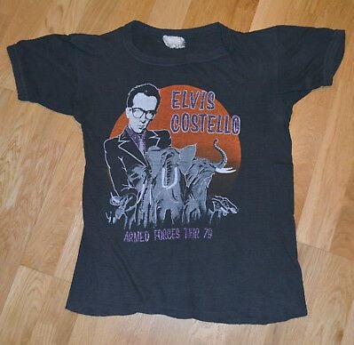 *1979 Elvis Costello* Vintage Concert Tour T-shirt (s/m) Rare 1970’s Rock Band 8002