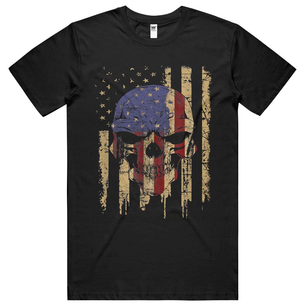 Us Flag Skull Patriotic American Death Grim Reaper Gift T Shirts