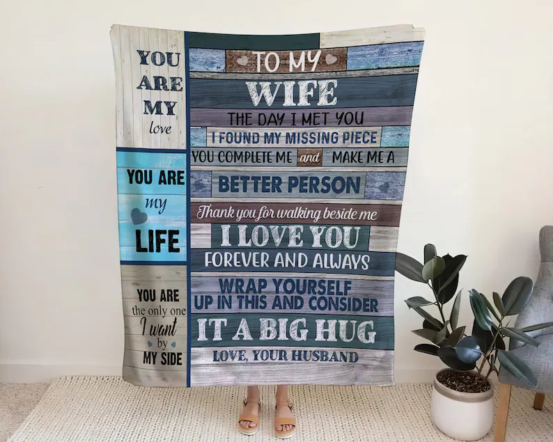 To My Wife Blanket, The Day I Met You Blanket, I Love You Forever And Always, Anniversary,Fleece Sherpa Blanket Gift For Friend Family Home Decor Bedding Couch Sofa Soft And Comfy Cozy