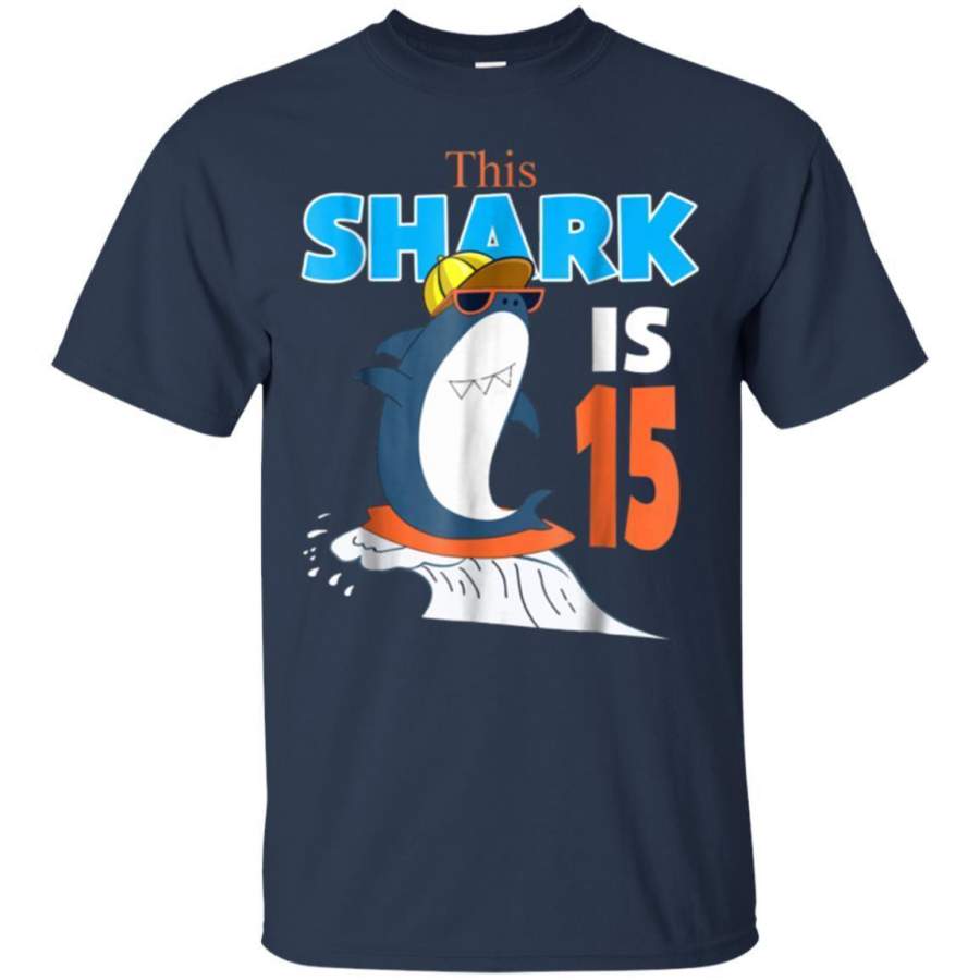 AGR Shark Birthday  15th Birthday Shirt Gift 15 Years Old Kids Jaq T-shirt