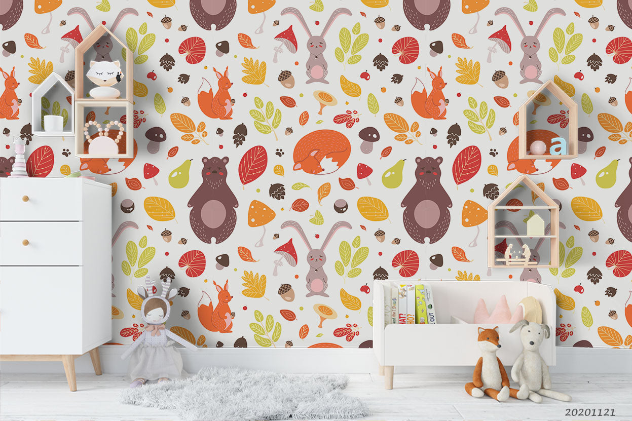 3D Cartoon Animal Forset Wall Mural Wallpaper Lqh 94