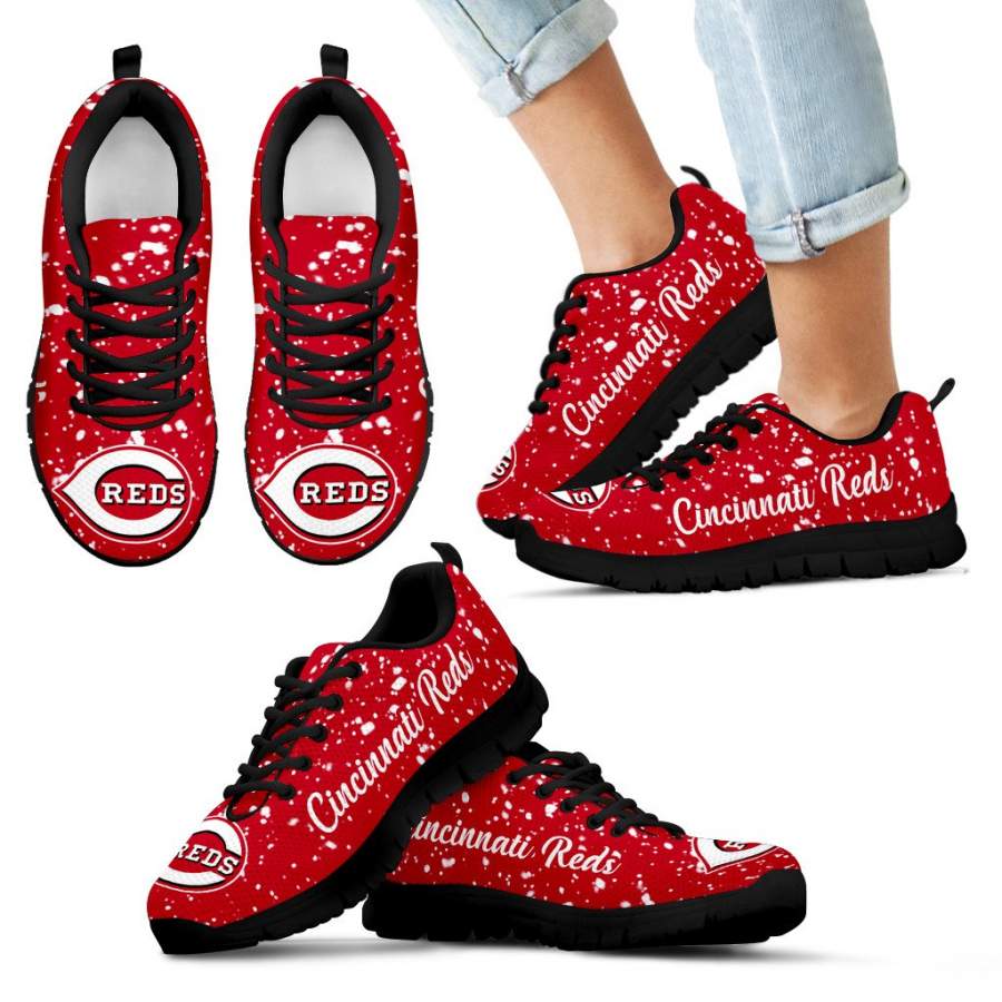 Christmas Snowing Incredible Pattern Cincinnati Reds Sneakers