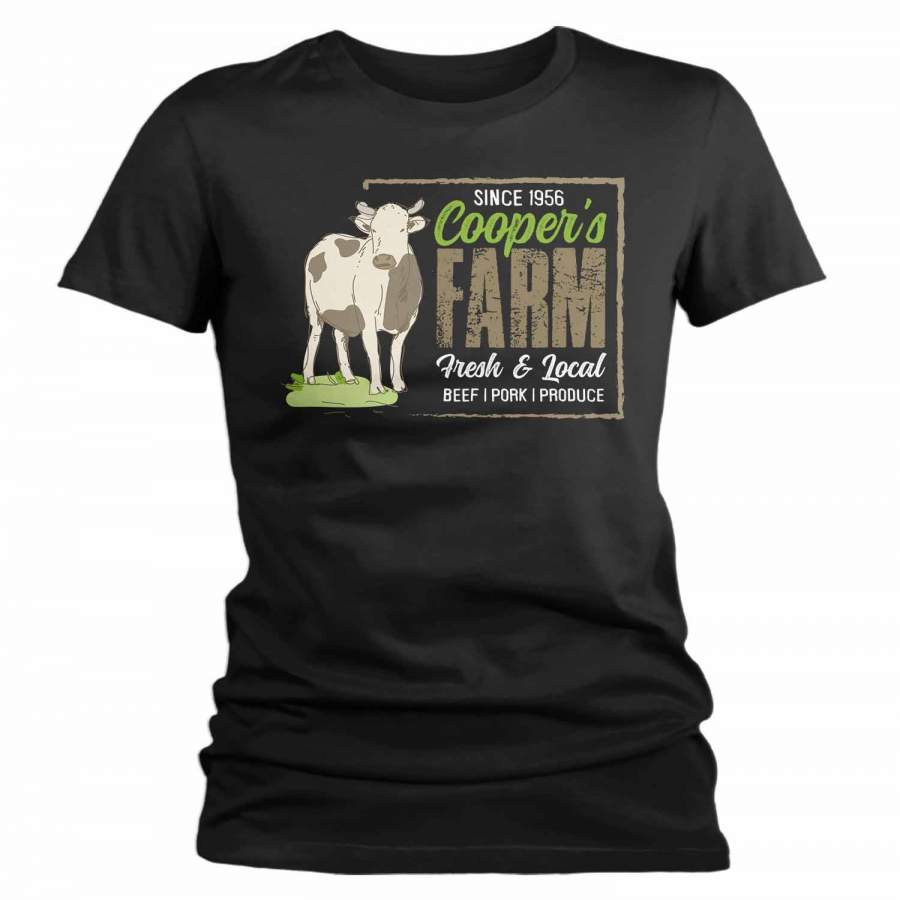 Women’s Personalized Farm T Shirt Vintage Cow Farmer Shirt Farmer Gift Idea Custom Dairy Farm Cow Tee Shirts Customized TShirt