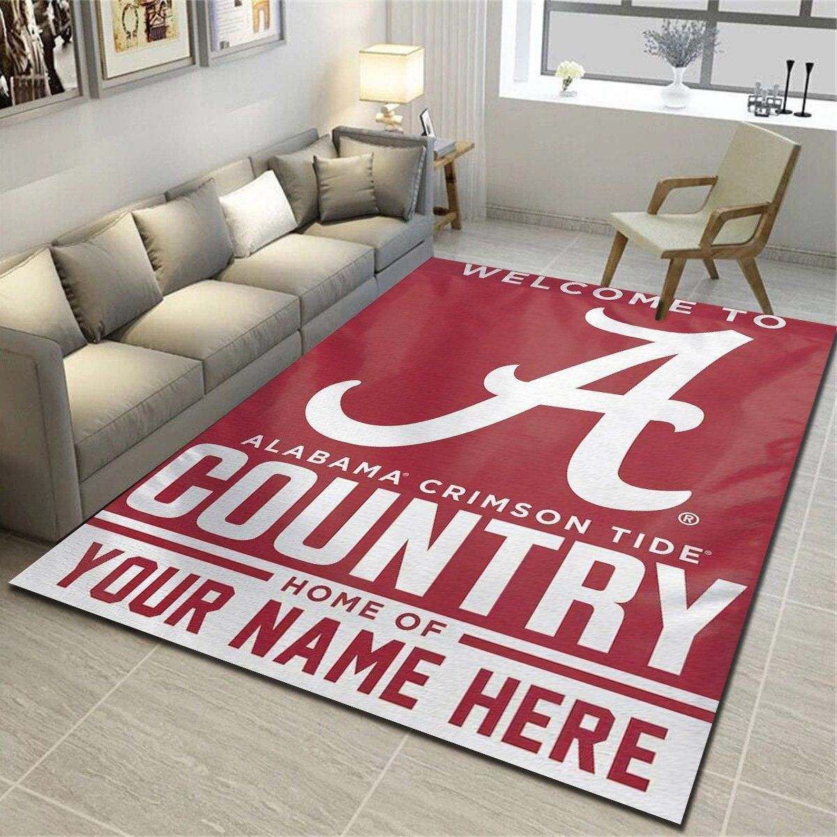 Alabama Crimson Personalized Area Rugs, Living Room Bedroom Carpet, Customized Floor Mat Home Decor