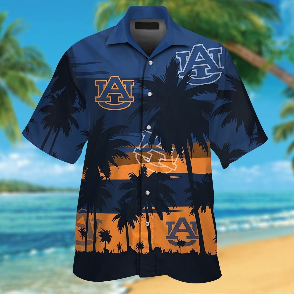 Tropical Hawaiian Short Sleeve Auburn Tigers Shirt Button Up