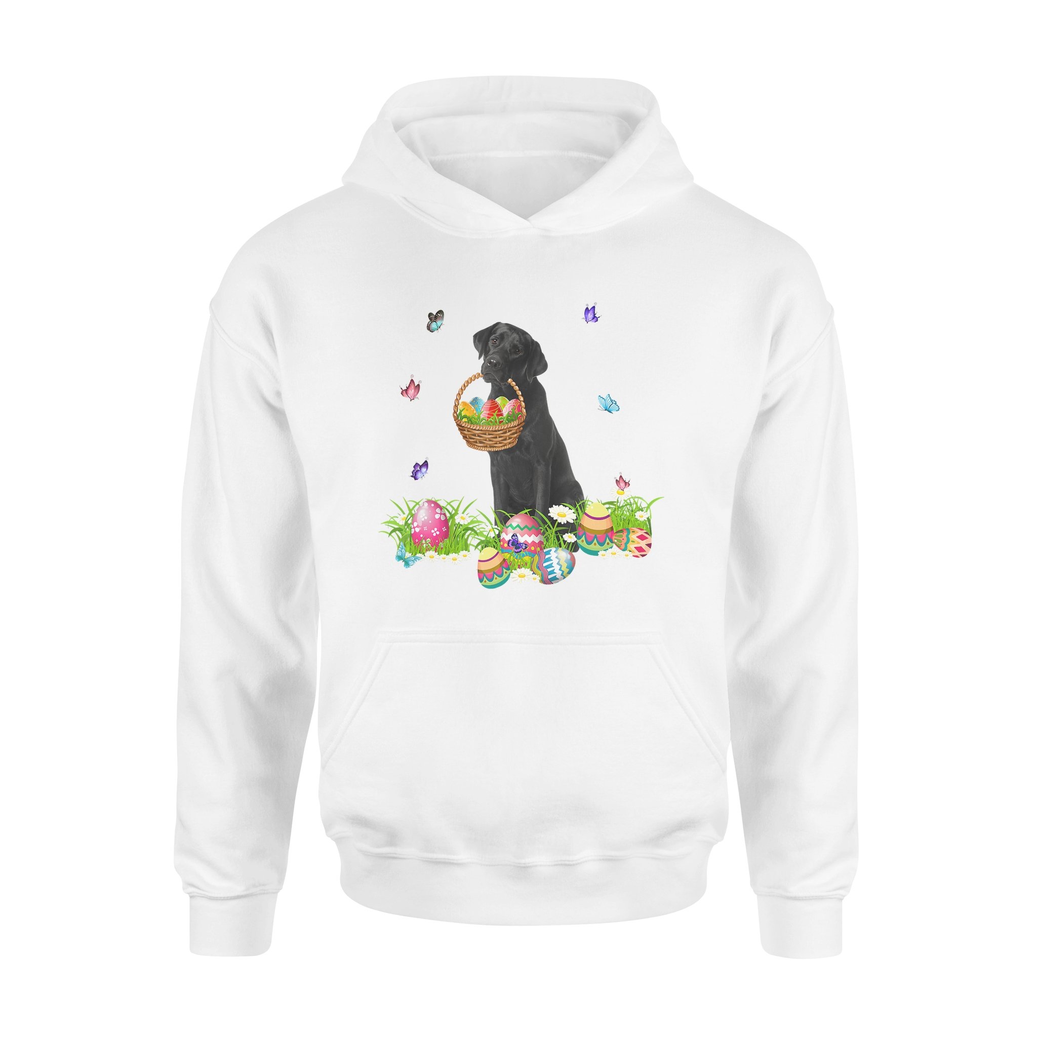 Dog Lover Bunny Black Labrador Dog Easter Eggs – Standard Hoodie