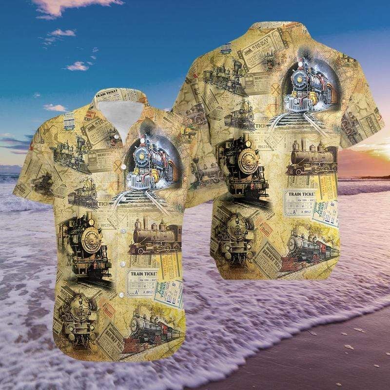 Get Now Vintage Trains Hawaii Aloha Shirts Ha55345