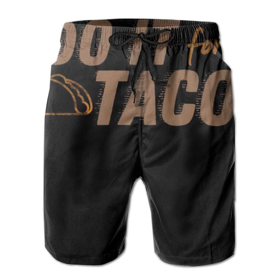 2 Pack I Do It For The Tacos Horizontal Poster Men Swim Trunks Drawstring Elastic Waist Quick Dry Beach Shorts with Mesh Lining Swimwear Bathing Suits