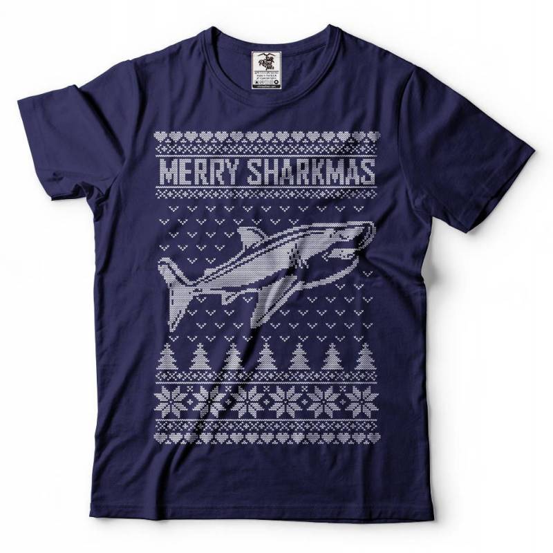 Ugly Christmas Sweater. Merry Sharkmas Funny Christmas Party T shirt.Shark T shirt