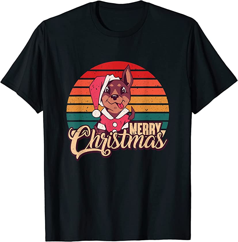 Merry Christmas Retro Vintage Cute Puppy Dog Lovers T-Shirt