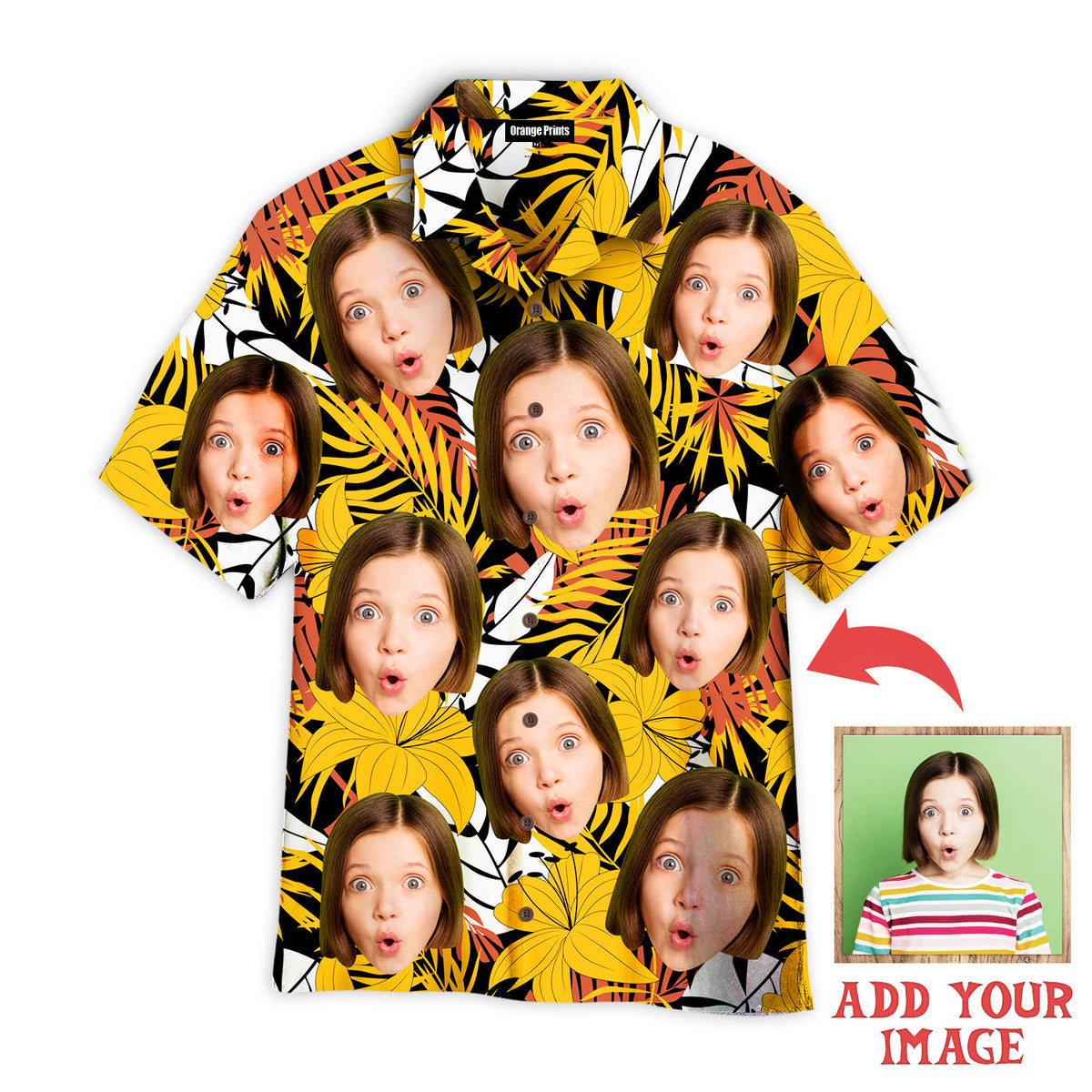 Your Photo On Yellow Flower Design Custom Hawaiian Shirt | For Men & Women | Hwp1187