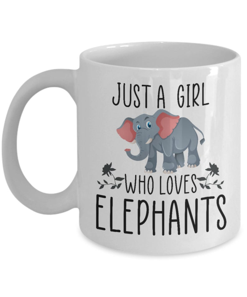 Just A Girl Who Loves Elephants Mug Accent Mug Campfire Mug Color Changing Mug Elephant Lover Gifts Double Side Printed Ceramic Coffee Mug Tea Cups Latte