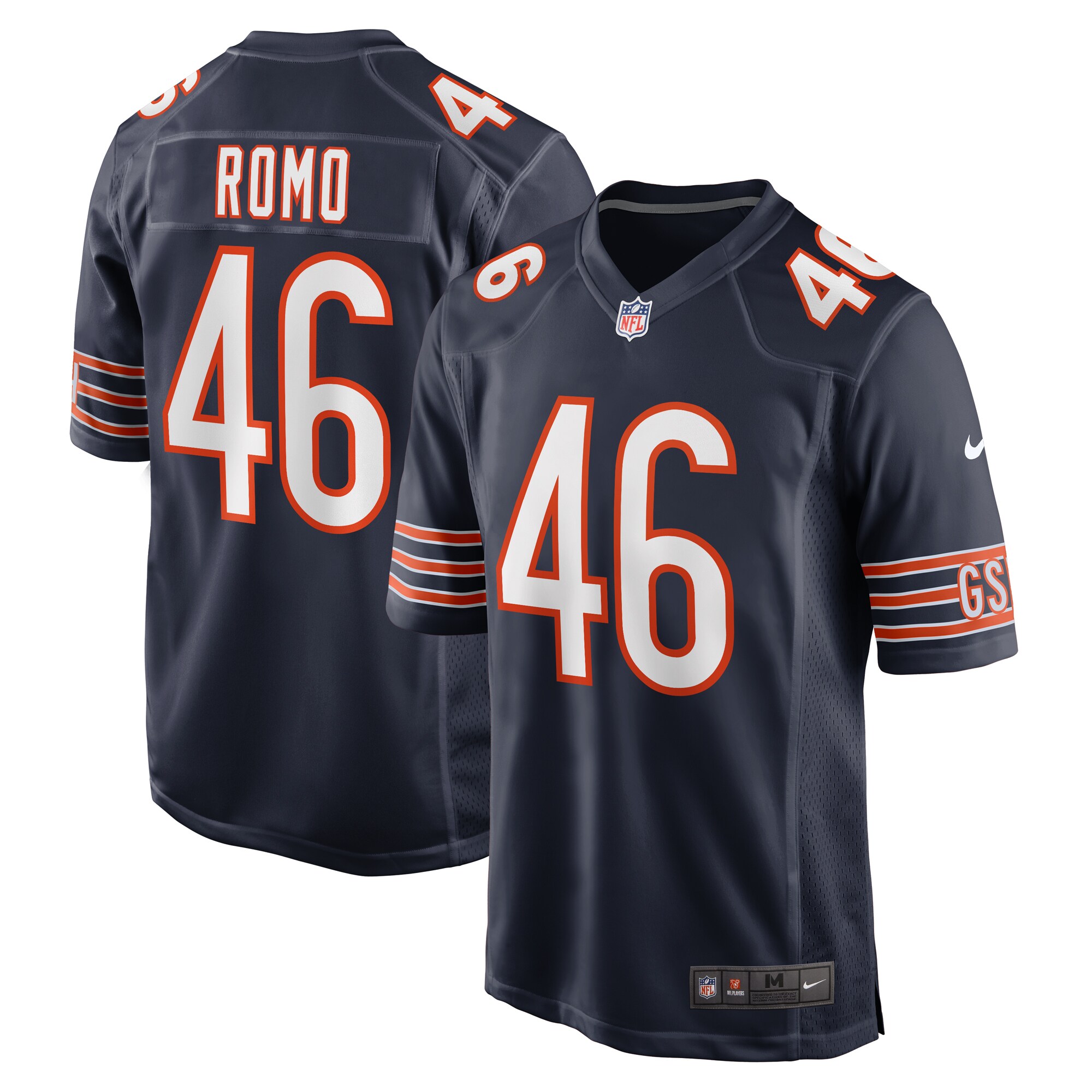 Men’s Chicago Bears John Parker Romo  Navy Team Game Jersey