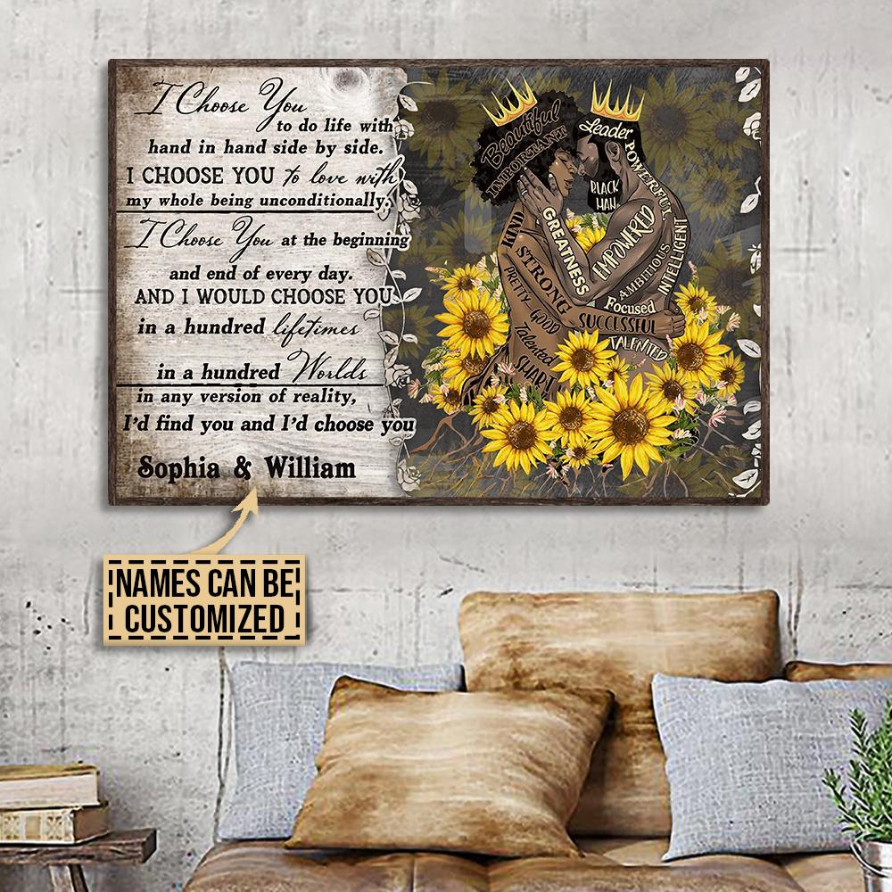Personalized Canvas, Custom Canvas Prints Black Couple I Choose You Customized Poster Print, Canvas Poster Wall Art, Canvas Print Wall Decor