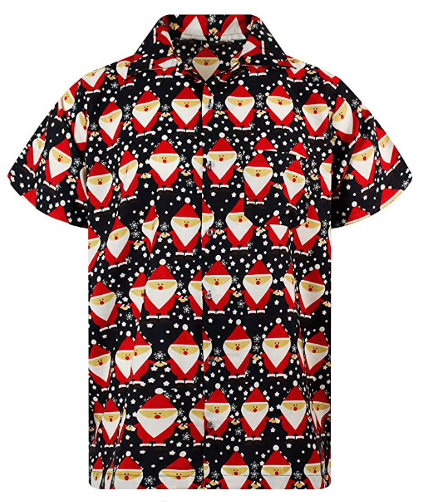 Christmas Hawaii Funny Santa Claus Button Up Shirt For Men Ha1502