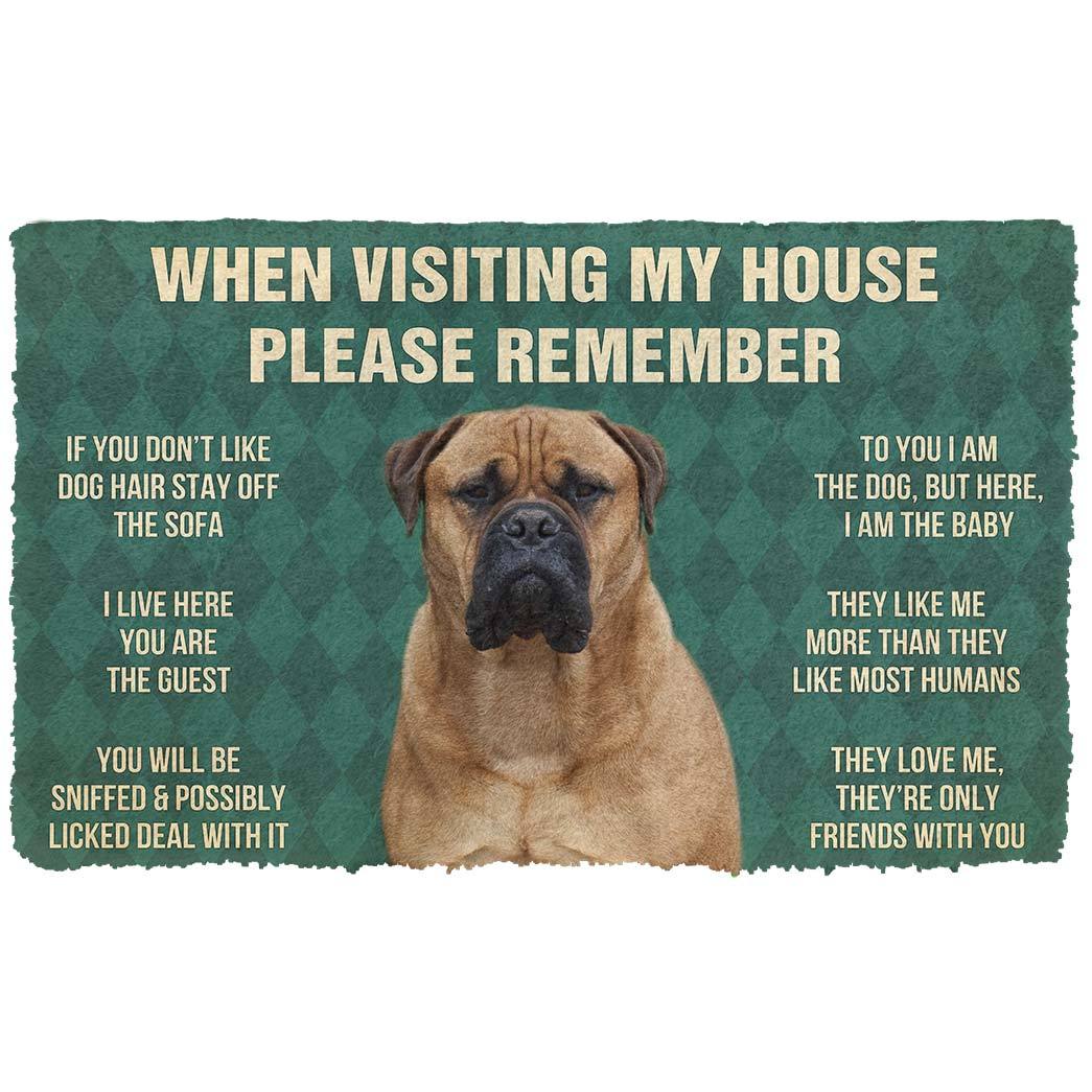 Gearhumans 3D Please Remember Bullmastiff Dogs House Rules Custom Doormat