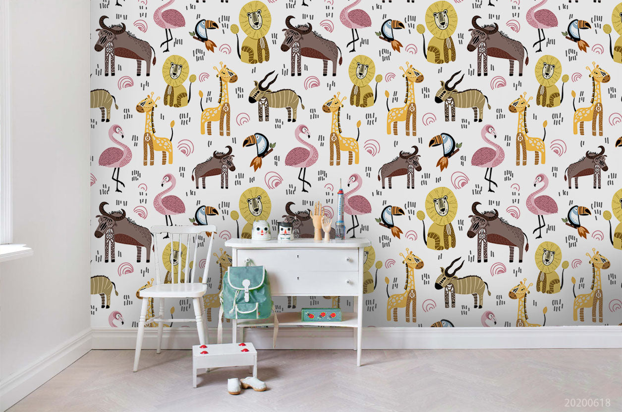 3D Cartoon Animal Pattern Wall Mural Wallpaper A168 Lqh