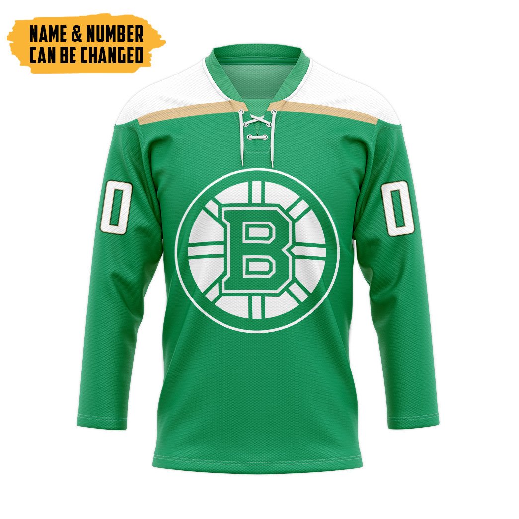 Gearhumans 3D Boston Bruins St Patrick Day Custom Number Custom Name Hockey Jersey