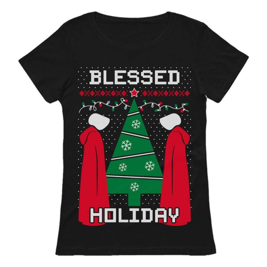 Blessed Holiday Santas handmaid Funny Ugly Christmas Women T-Shirt