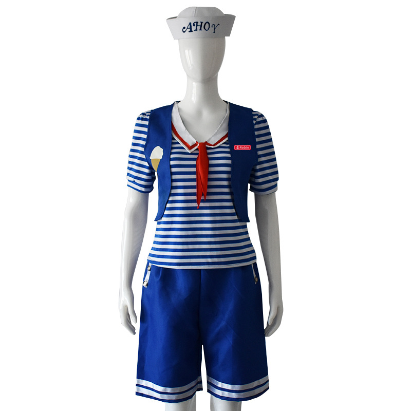 Stranger Things Season 4 Halloween Cosplay Costume Robin Steve Harrington Scoops Ahoy Adult Men Women Suit Sailor Uniform alx