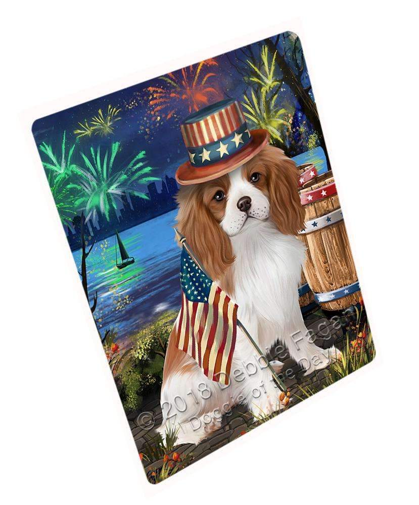 4Th Of July Independence Day Fireworks Cavalier King Charles Spaniel Dog At The Lake Blanket Blnkt74649