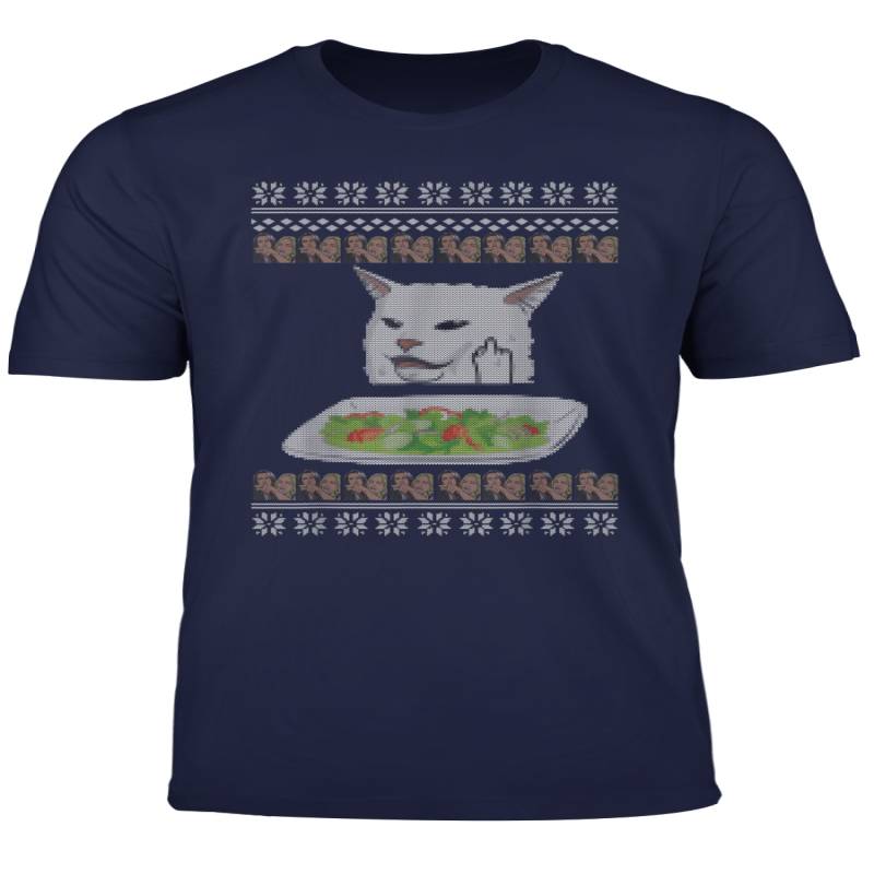 Woman Yelling At A Cat Ugly Christmas Sweater Meme Design T Shirt