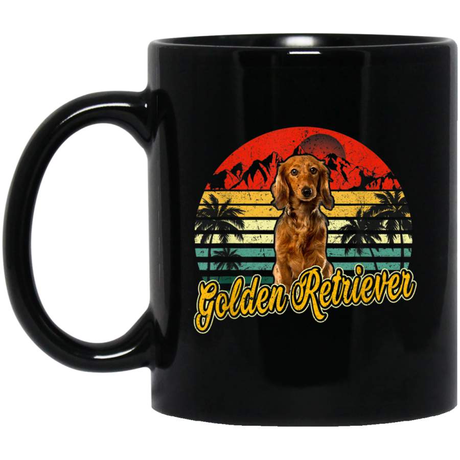 Vintage Retro Loves Golden Retriever Funny Dog Mom Dad Gift Mug