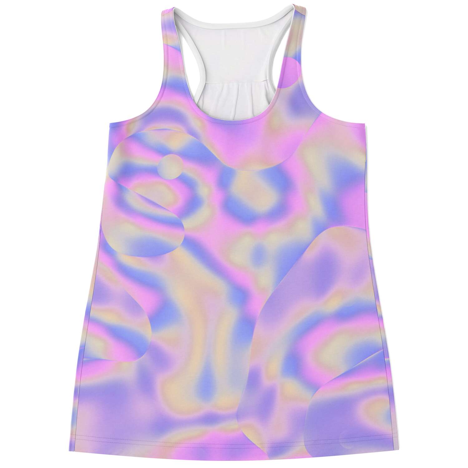 Bubblegum Pink Cotton Candy Holographic Cloud Iridescent Women Racerback Tank Top