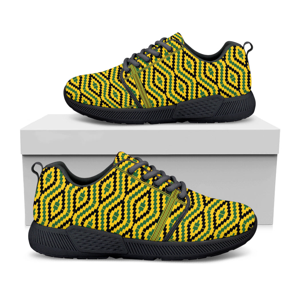 Kente African Pattern Print Black Athletic Shoes