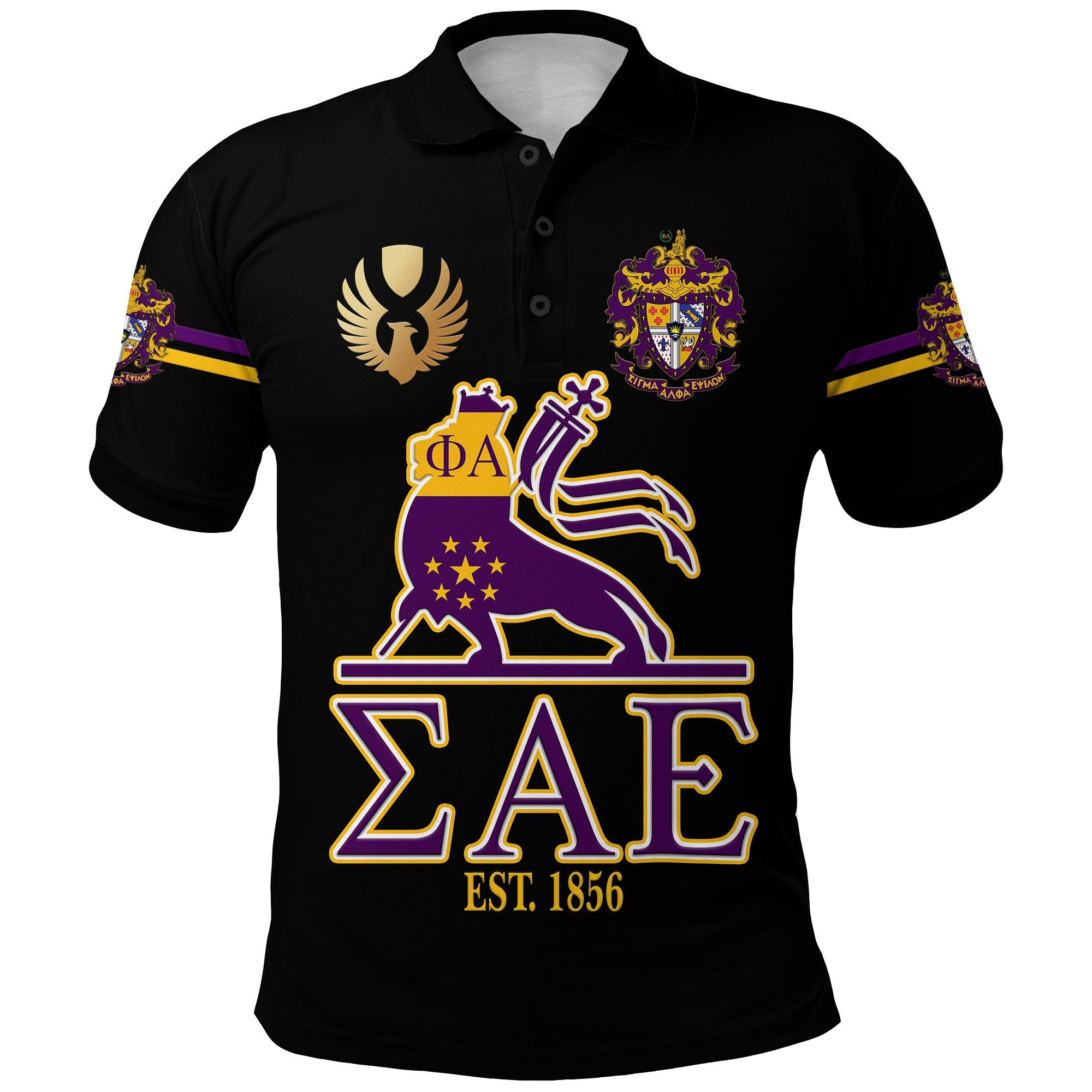 Sigma Alpha Epsilon Sae Polo Shirt Lion Vibes – Black Lt8