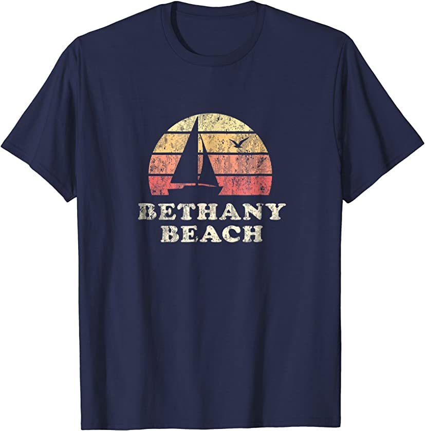 Bethany Beach DE T-Shirt Vintage Sailboat 70s Throwback Tee