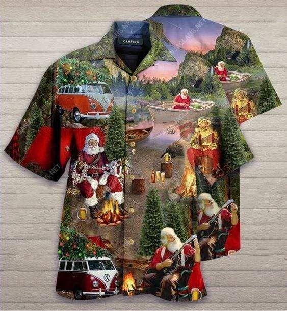 Shop Hawaii Aloha Shirts Santa Claus Camping On Christmas Ha109218