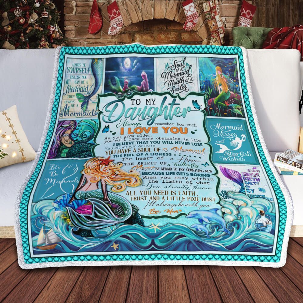 To My Daughter, Mermaid, Love Mom Sofa Throw Blanket