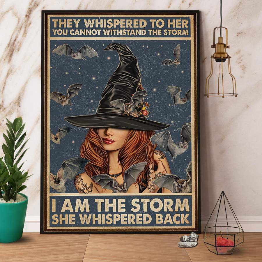 Retro witch I am the storm Halloween poster no frame/ wrapped canvas wall decor full size