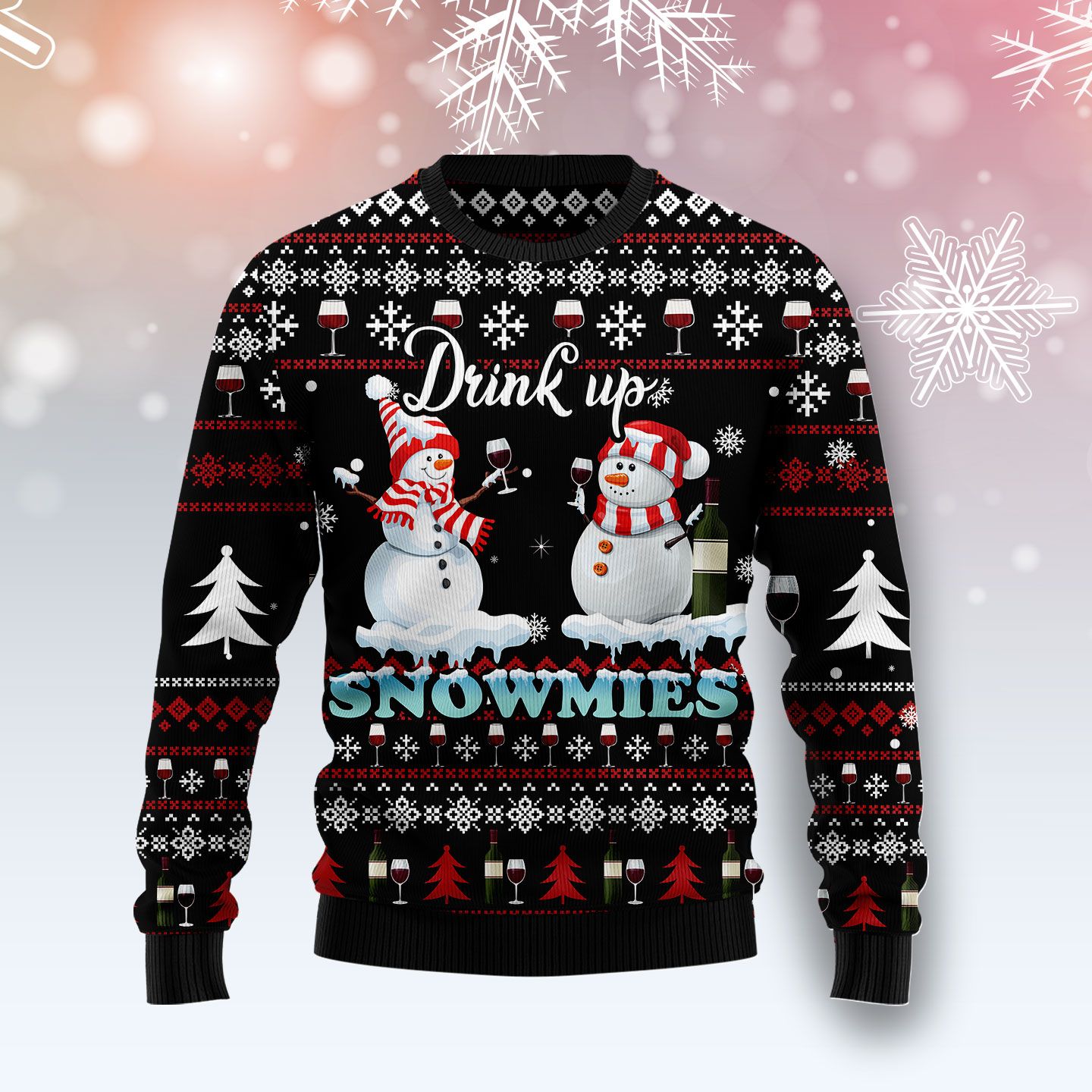 Wine Snowmies T0611 Ugly Christmas Sweater