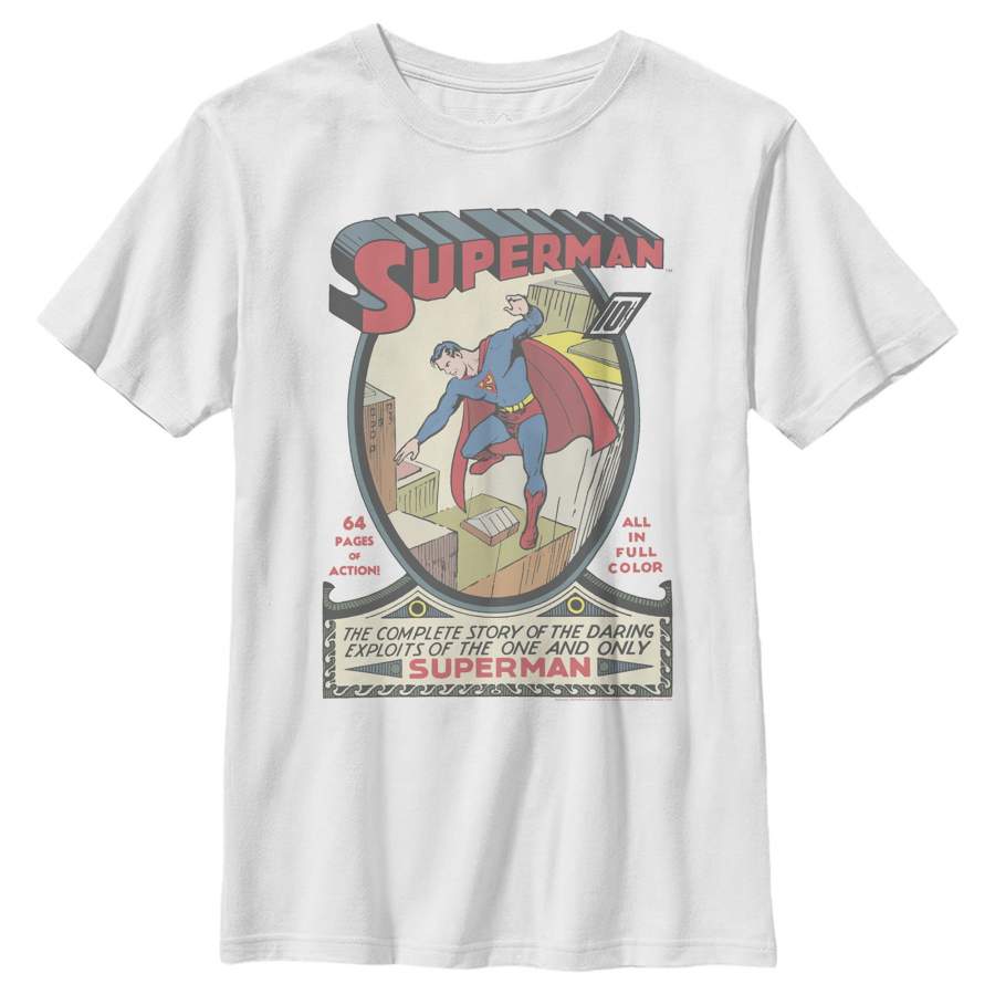 Superman Boy’s Vintage Daring Exploits Cover  T Shirt