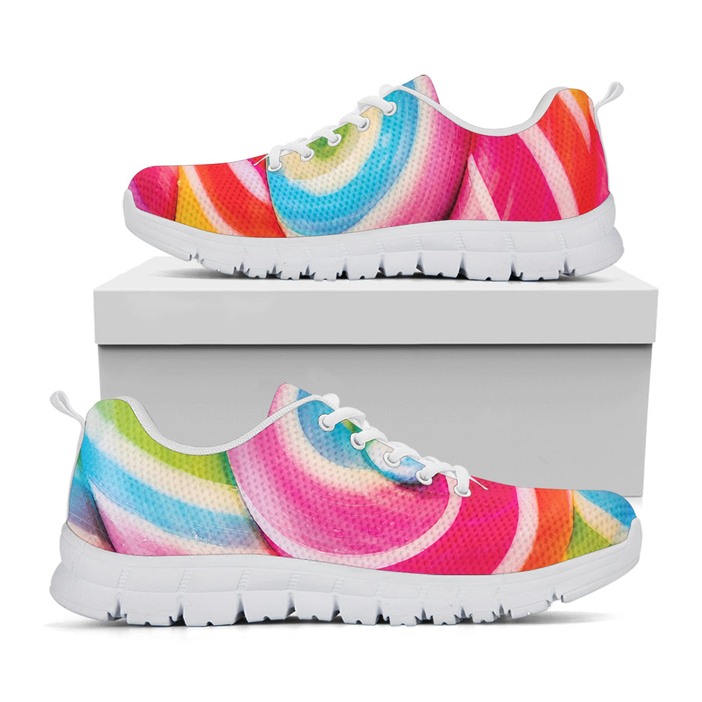 Rainbow Swirl Candy Print White Sneakers