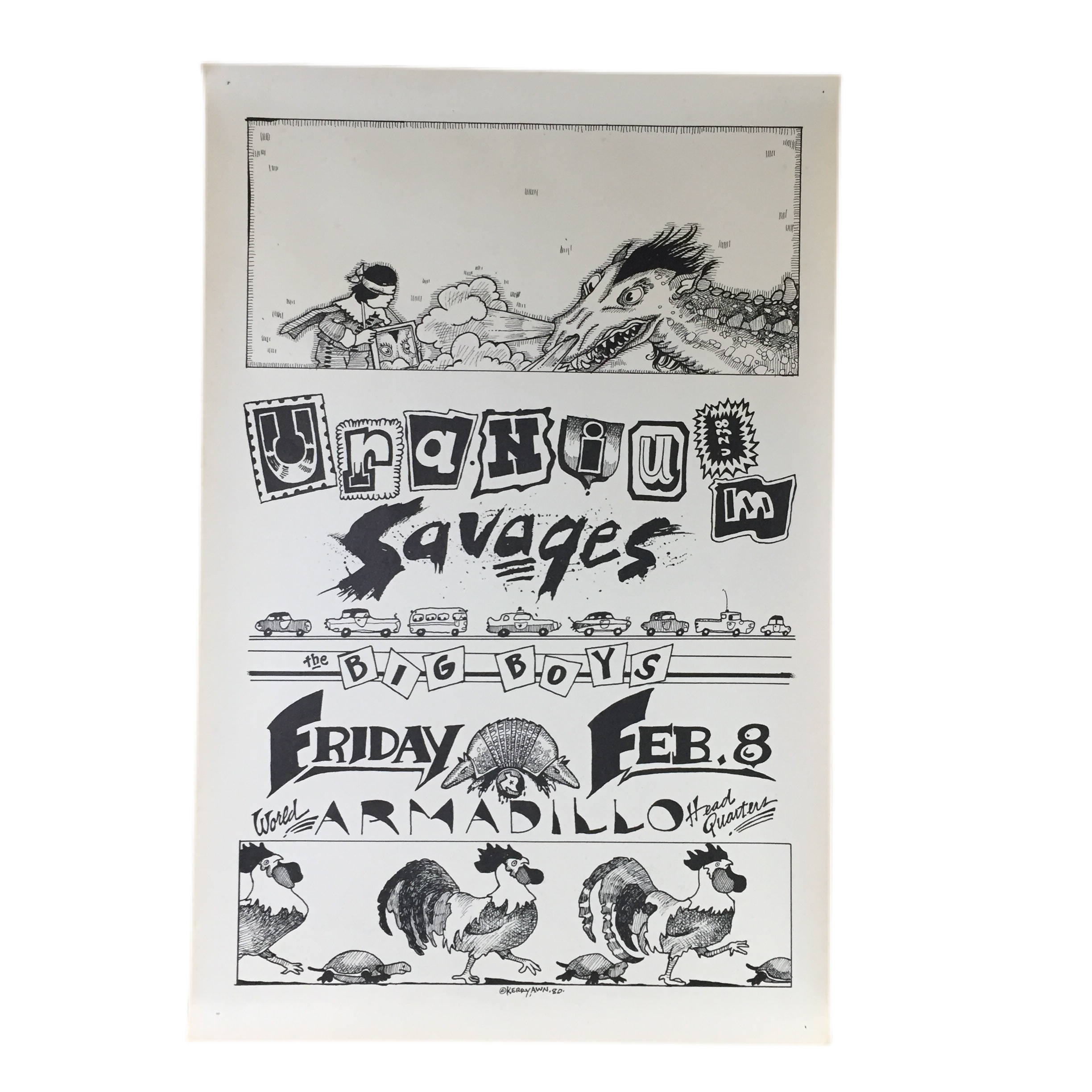 Vintage Uranium Savages / Big Boys “Armadillo World Headquarters” Show Poster