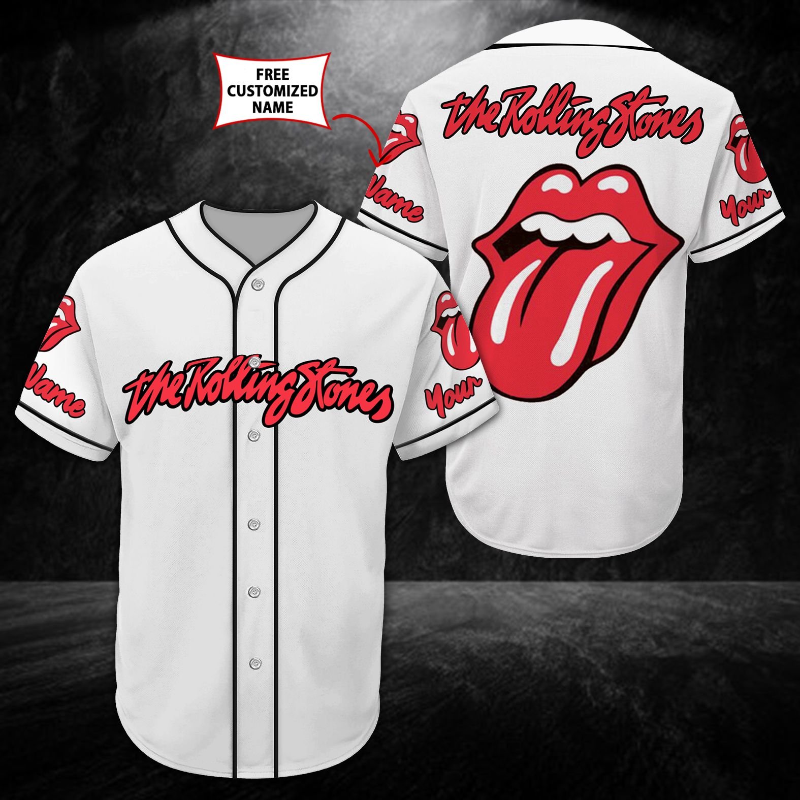 Rock N Roll The Rolling Stones Color Baseball Shirt White (Personalized Custom Name) Unisex Men Women T-Shirt