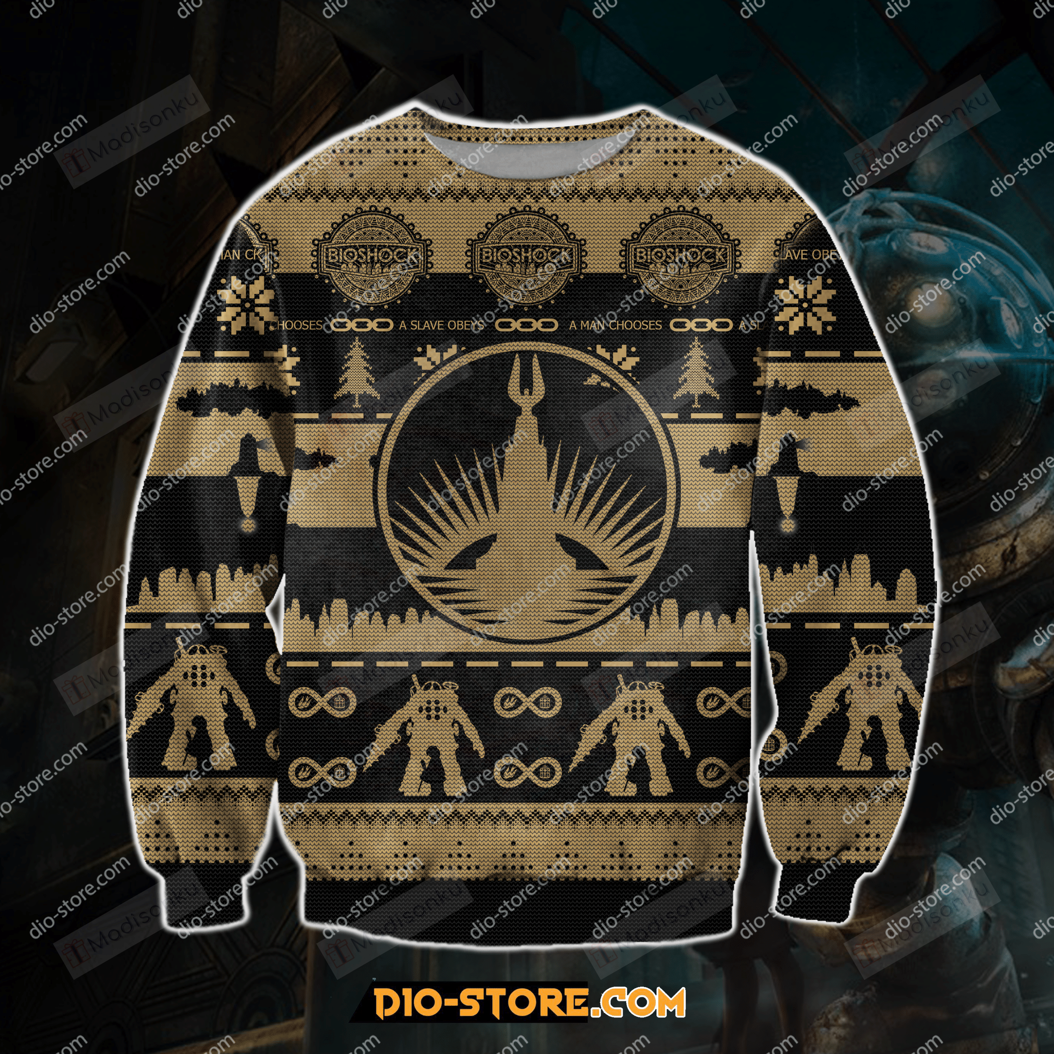 Bioshock 3D Print Knitting Pattern Ugly Christmas Sweater