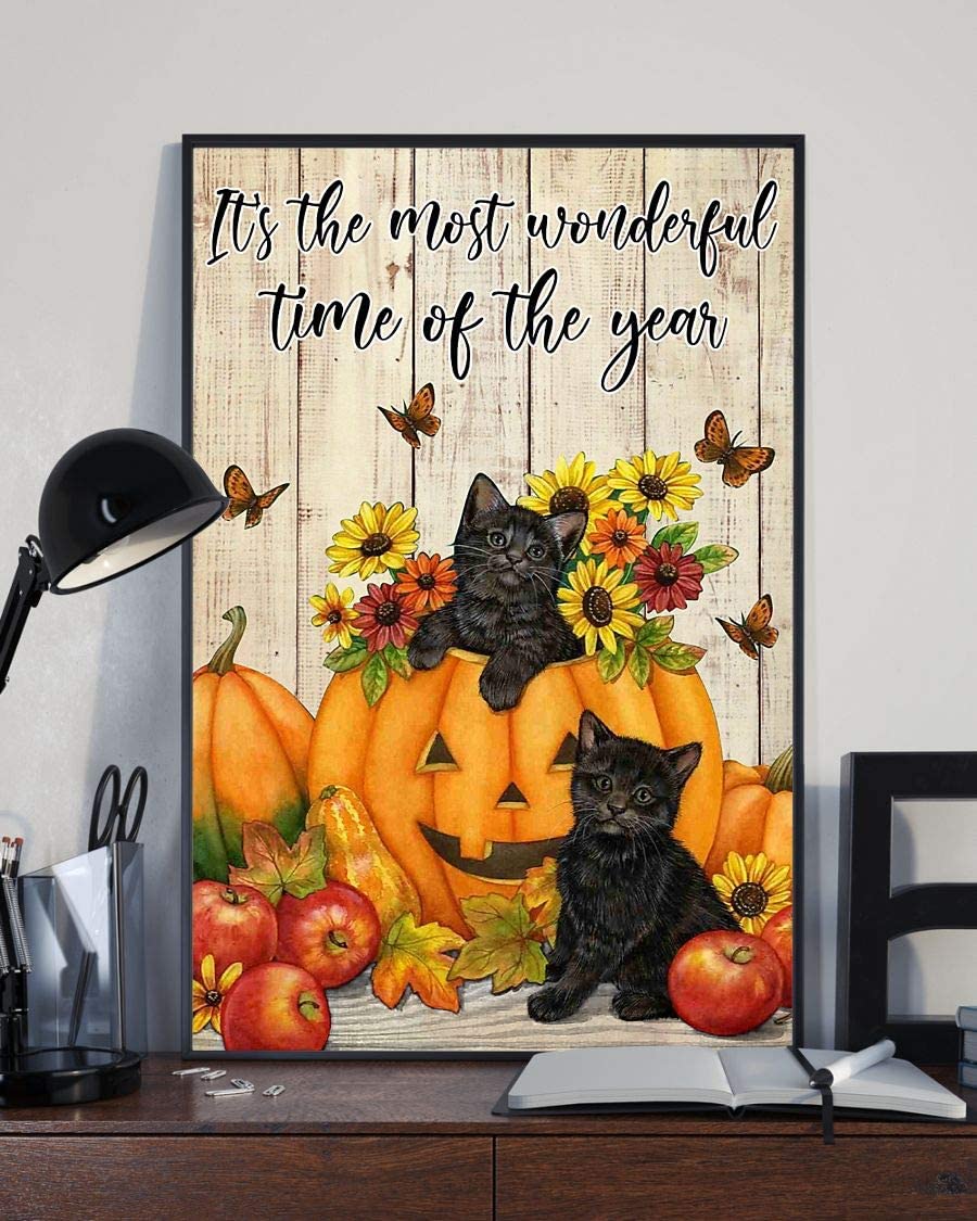 Black Kittens And Pumpkins It S The Most Wonderful Time Of The Year Poster Perfect Ideas On Xmas Birthday Home Decor