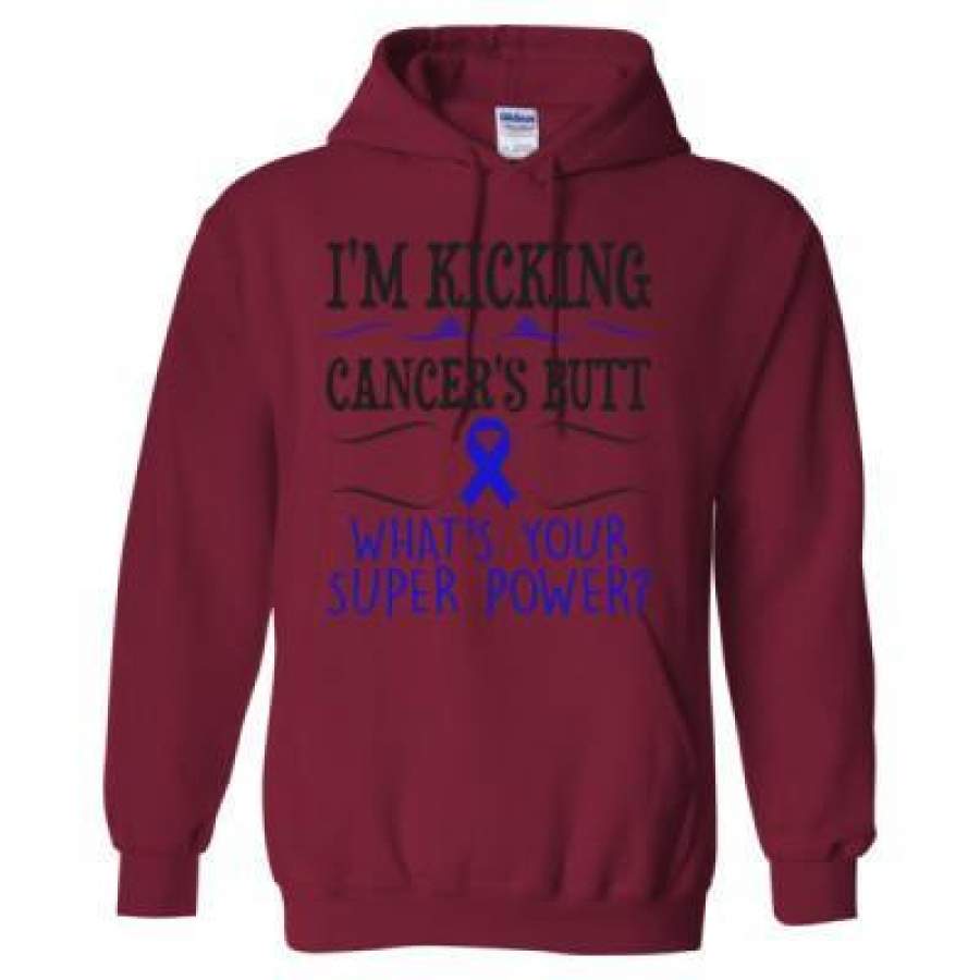 AGR I Am Kicking Cancer Butt Whats Your Super Power – Heavy Blend™ Hooded Sweatshirt