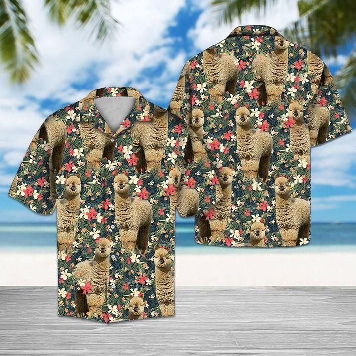 Alpaca Tropical Aloha Hawaiian Shirt Colorful Short Sleeve Summer Beach Casual Shirt For Men And Women